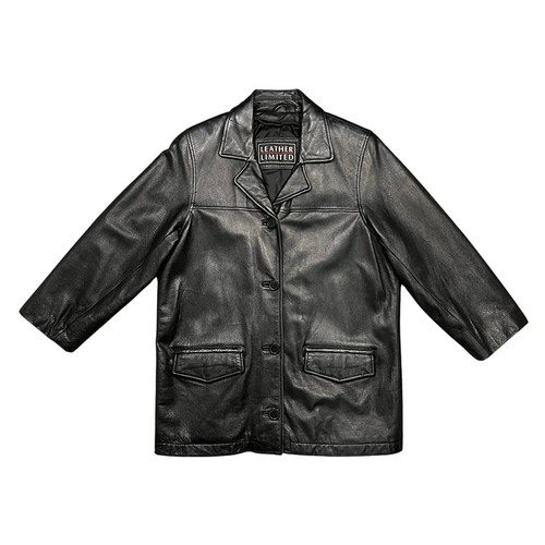 Leather Limited Black Vintage Y2K Collared Button Pocket Jacket Mens Size Small - Picture 6 of 10