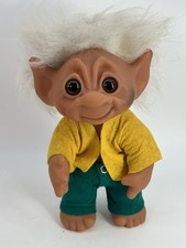 Vintage 1977 Thomas Dam Norfin Troll Doll White Hair W/ Green Felt Pants