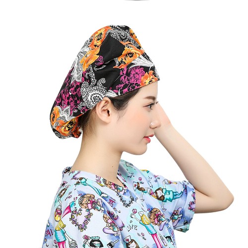 Surgical Scrub Cap Doctor Nurse Adjustable Cotton Bouffant Hat Elastic HeadCover - Picture 94 of 255