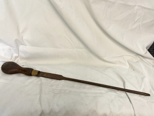 VINTAGE LARGE WOOD HANDLE SCREWDRIVER BLACKSMITH COBBLER TOOL