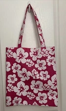 HAWAIIAN PINK HIBISCUS HAWAII REUSABLE SHOPPING BAG FOLDABLE TOTE