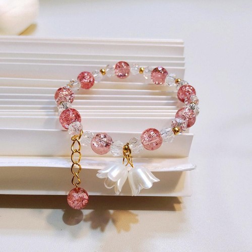 Koreanische rosa Kristall Blumen Schmetterling Anhänger Perlen Armband für Frauen _ - Bild 7 von 44
