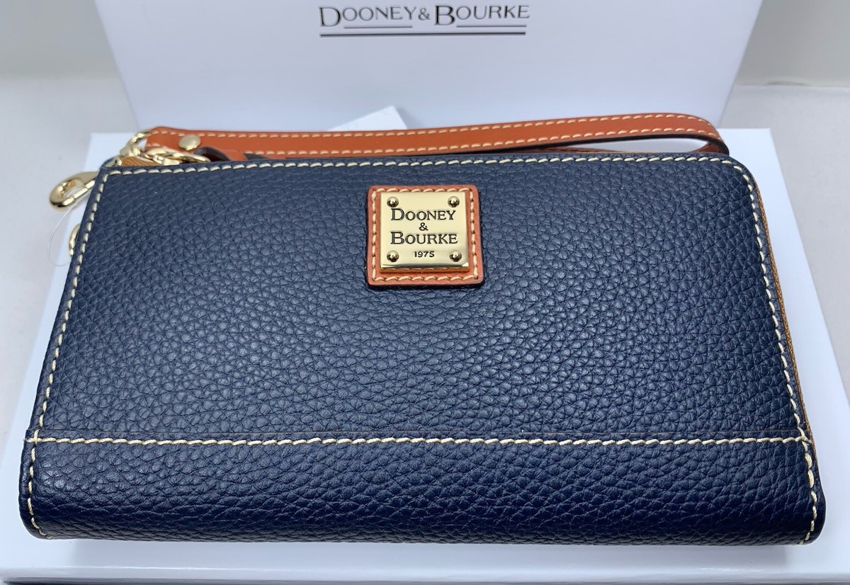 Dooney & Bourke Pebble Grain Folded Zip Wristlet Wallet Midnight