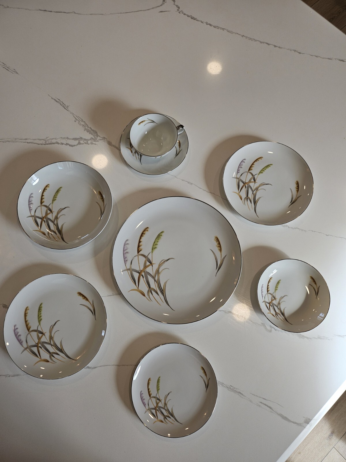 RARE Japan China Sakura MARSH REED Complete Setting For 4 VTG, MINT 