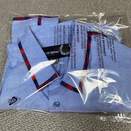RAF SIMONS Shirt Mens Medium 40 Blue Mod Ska 60s Casuals Button Up - Picture 19 of 19
