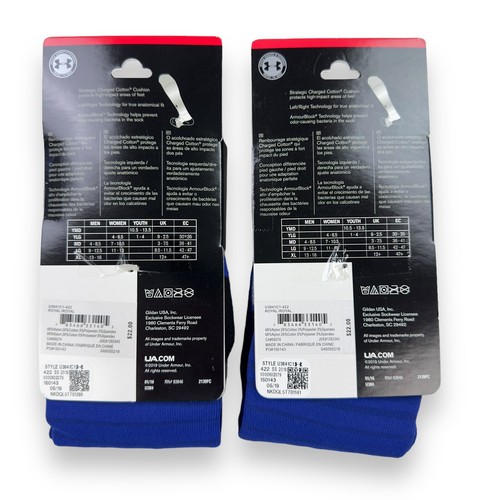 2 Pair Under Armour UA Performance Soccer OTC Socks 1-4Y Youth Blue Football $44 - Picture 2 of 2