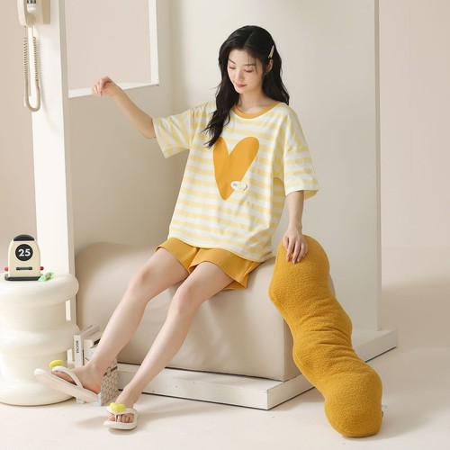 Women Cute Pajama Set Short Sleeve Crew Neck Shorts Summer Cartoon 2 Piece Pjs - Picture 25 of 92