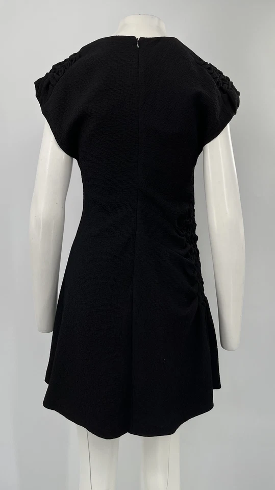 Vestido 3.1 Phillip Lim Negro Manga Corta Acanalado Crochet Línea A Hasta la Rodilla talla 6 Foto 3 de 4