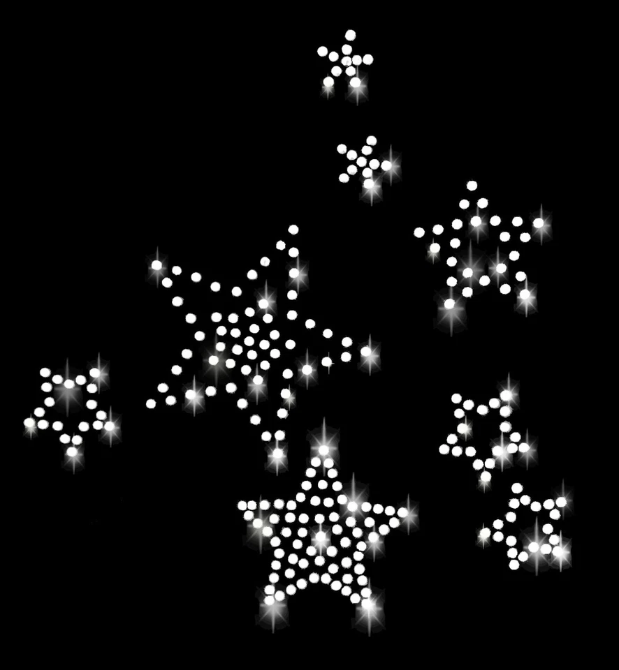 Strasssteine 8 Sterne Star Bügelbild Stern Hotfix Applikation silber weiß klar - Bild 3 von 4