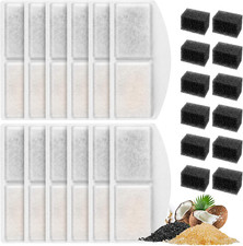 12 Pack Cat Water Fountain Filter and 12 Pack Replacement Pre-Filter Sponges, Pa