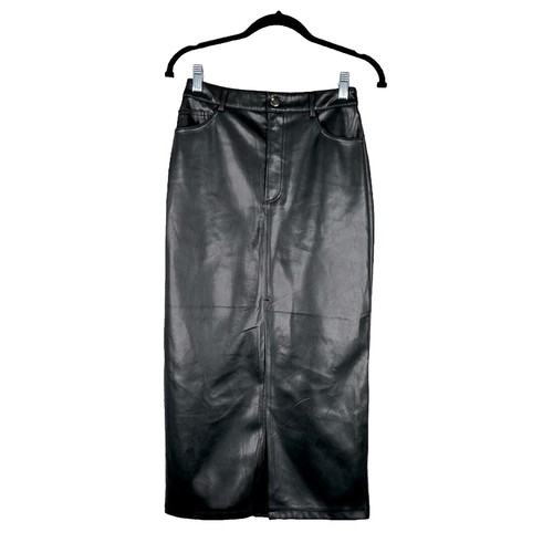 slim fit dress slacks Cognac Shirred Faux Leather Strapless Midi Dress main image 1