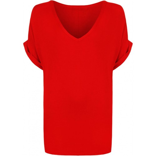 Women Baggy Over sized Loose Fit Turn up Batwing Sleeve V Neck Top T shirt - Picture 5 of 26