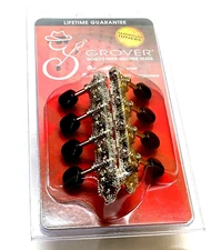 Grover Nickel/Black Button "A" Style Mandolin Tuners/Machines/Tuning Pegs 409VNB