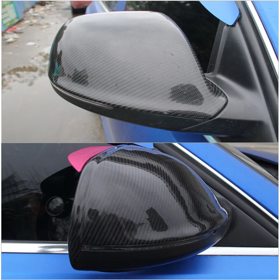 Capa de espelho lateral de fibra de carbono para Audi Q5 SQ5 09-17 Q7 SQ7 09-15 com assistência de pista - Imagem 4 de 4