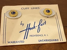 Hook-Fast Lions Club Cufflinks Vintage New On Card