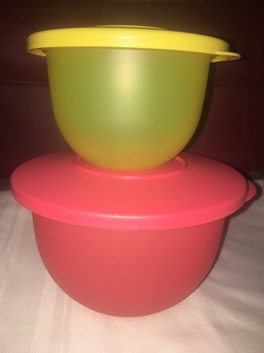 TUPPERWARE NEW Impressions Bowl 5 1/2 Cups & 2 Cups Coral/Org-Store Serve Mix - Picture 4 of 12