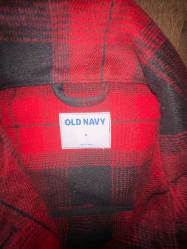 Old Navy Shacket Womens M Red Plaid Button Flannel Heavy Outdoor Knit Camping - Picture 8 of 10
