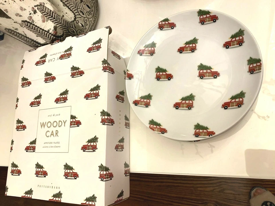 Pottery Barn Plato de Navidad Fiesta Aperitivo Postre Niño SET 4, Foto 4 de 4