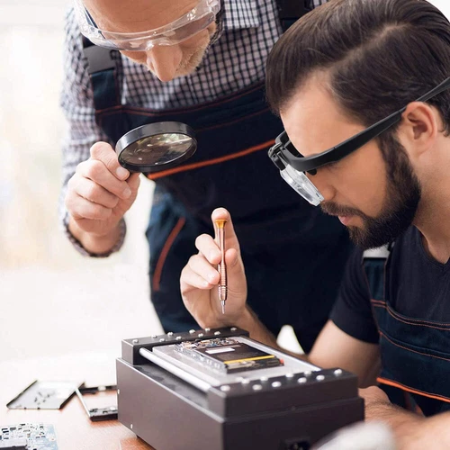 LED Juwelier Vergrößerungsbrille Stirnbandlupe beleuchtetes Visier mit 3 Gläsern - Bild 9 von 12