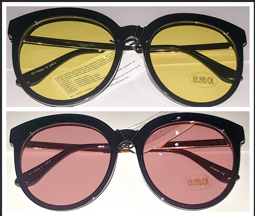 Sunglasses Yellow and Pink Lens Category UV400 Mens Ladies