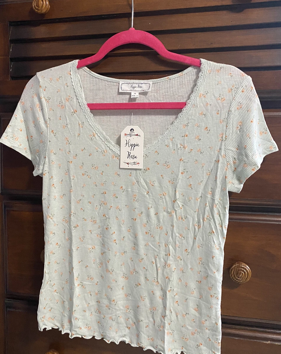 Hippie Rose Juniors\' Floral Top, Color Mint Ditsy, Size M | eBay