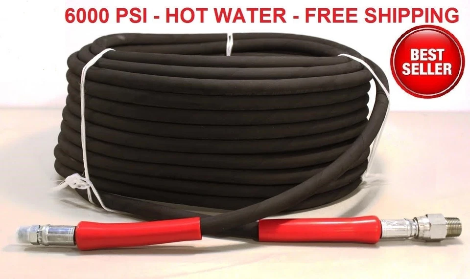 Manguera para piezas de lavadora a presión - 6000 PSI 100 FT 2 cables trenzados - agua caliente 100' alambre