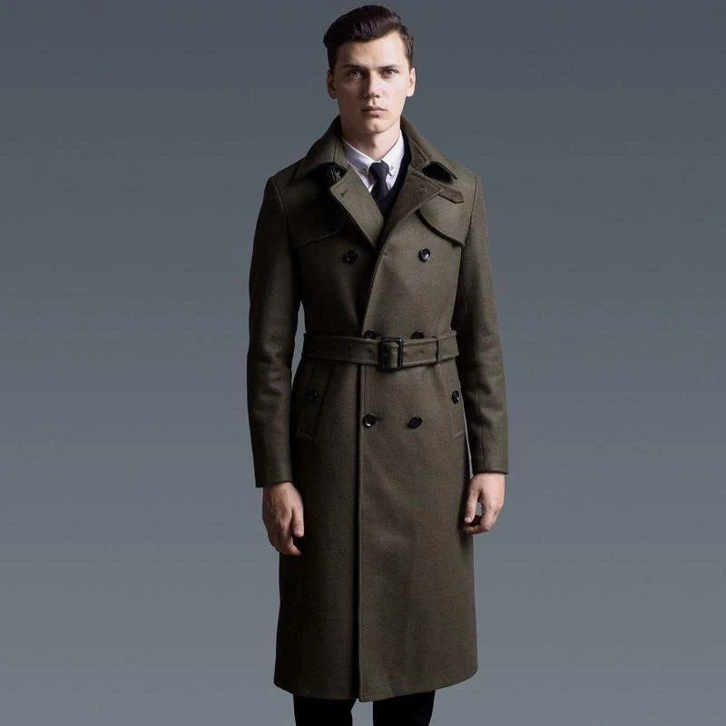 New Men Wool Coat Long Jacket Trench Outwear British Double Breasted  Military B* | eBay