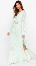 Nasty Gal Don't Stop the Dancin' Floral Maxi Dress Sage UK 12