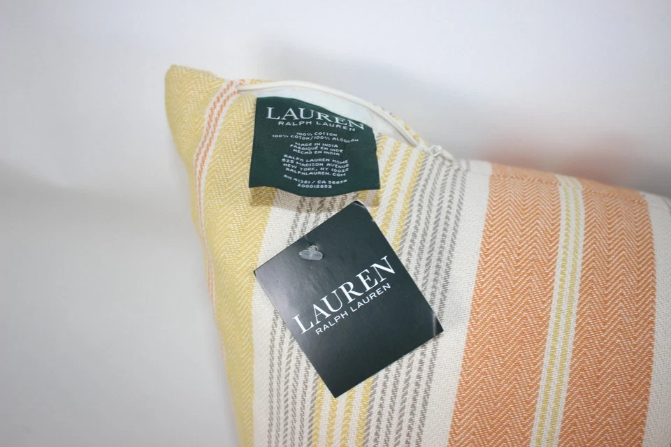 全新 RALPH LAUREN 腰部家用枕头 14x26 多色条纹 125 美元 — 第 2/4 张图片