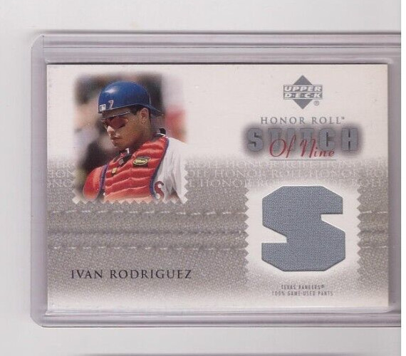 Ivan Rodriguez #S9-IR4 2002 Upper Deck Honor Roll Baseball Stitch of Nine Game Jersey