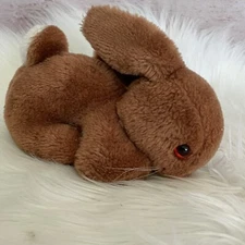 Vtg 6 1/2” ETONE LYING EASTER RABBIT W/ PELLETS plush stuffed animal toy 1978