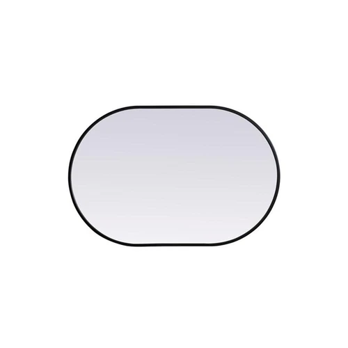 Elegant Decor Asha 24x36" Oval Modern MDF Wood/Iron Mirror in Black - Picture 5 of 11