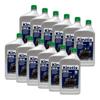 12PK Quart Kinetix High Performance Small Engine 10W-30 Oil 80001 4-Cycle Engine