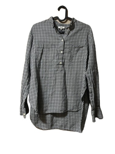 Madewell Gingham Popover Shirt Top Tunic Black White Cotton Oversized Small