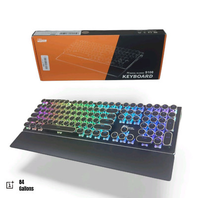 RK ROYAL KLUDGE S108 Typewriter Mechanical Gaming Keyboard RGB Blue Switch Black