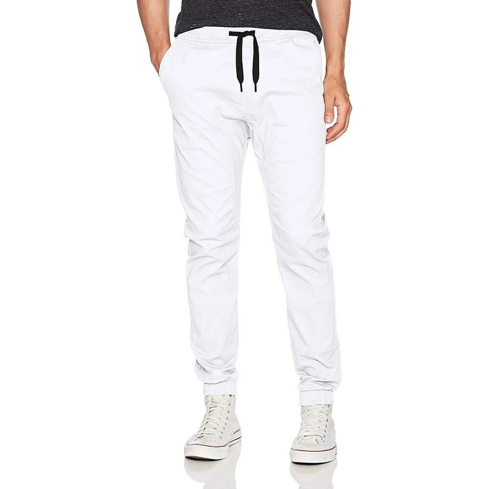 WT02 Men's White Cotton Jogger Pants Size Medium L41219