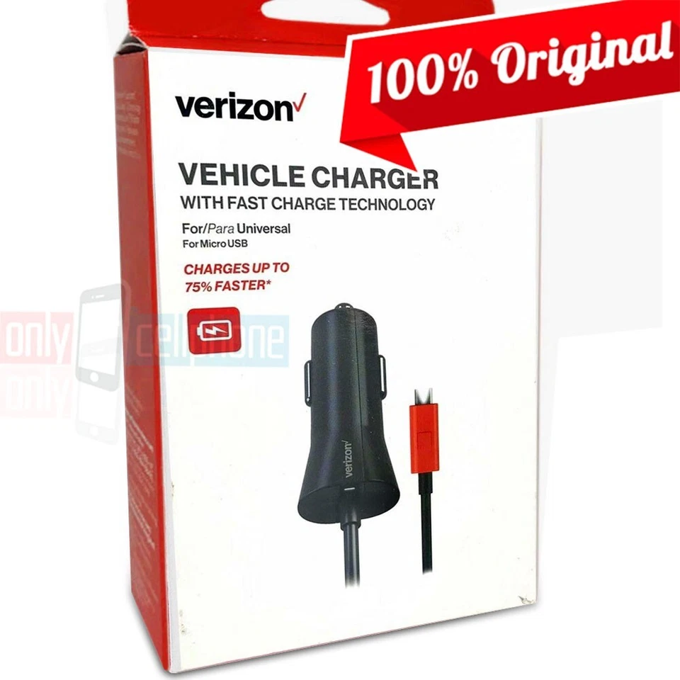 Cargador rápido de coche original Verizon micro-USB para Samsung Galaxy S7 S6 edge Foto 3 de 4