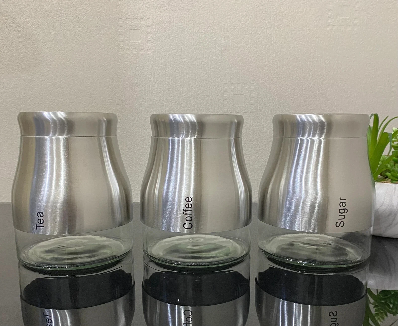 Set of 3 Stainless Steel Tea Coffee Sugar Canisters Screw Top Lid Kitchen Decor
Opens in a new windo