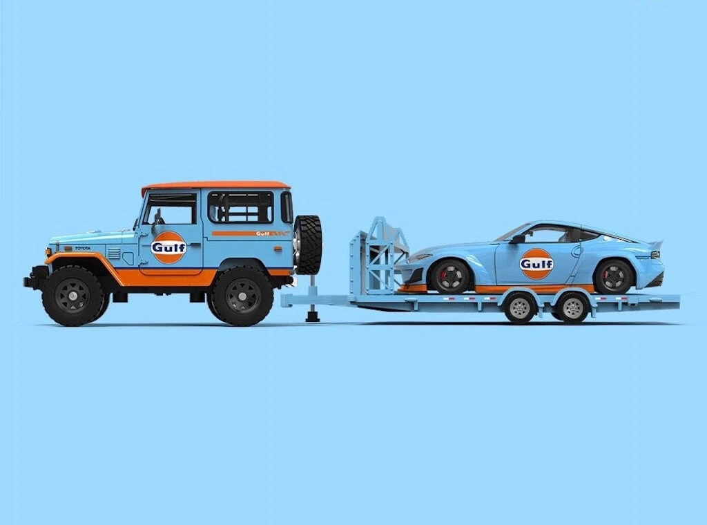 TM 1:64 Gulf Land Cruiser FJ40 400Z Coupe Trailer Model