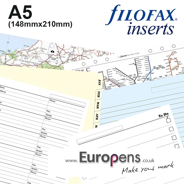 Filofax A5 Organizer Einsätze Nachfüllpatrone