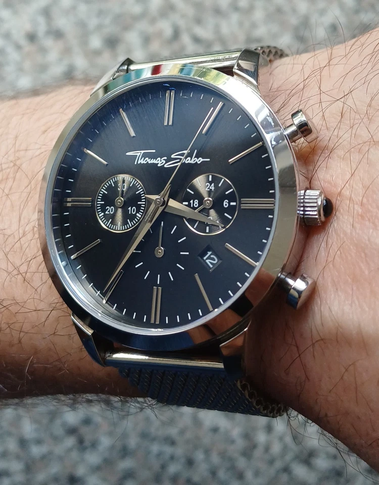 Thomas Sabo Mens Rebel Spirit Silver Black Chronograph Watch, 42mm Excellent con - Image 4 of 4