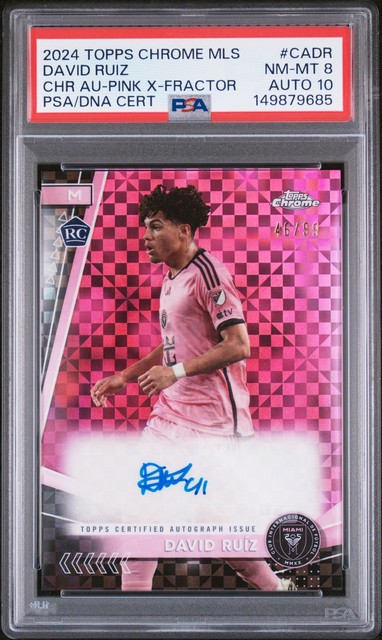 2024 TOPPS CHROME MLS AUTO PINK X-FRACTOR DAVID RUIZ RC 46/99 PSA 8 DNA AUTO 10