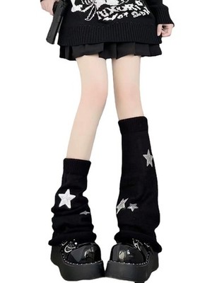 Women's Leg Warmers Star Pattern Knitted Leg Warmers Y2k Kawaii Socks Harajuk...