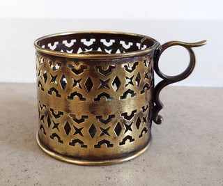 Antique Brass Chamber Candle Holder (Chamberstick)