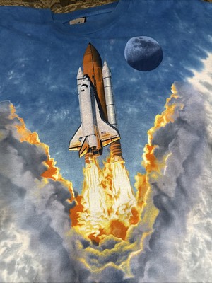 VTG Liquid Blue NASA Boeing Rocket Space Shuttle Single Stitch Tshirt Y2K 2X
