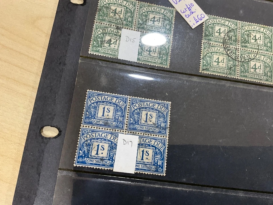 GB postage due used set 1994 mint 1/2d block + 7 used blocks of 4 an6 — 第 4/4 张图片