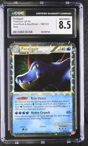 2010 POKEMON HEARTGOLD & SOULSILVER FERALIGATR PRIME #108/123 HOLO CGC 8.5 B