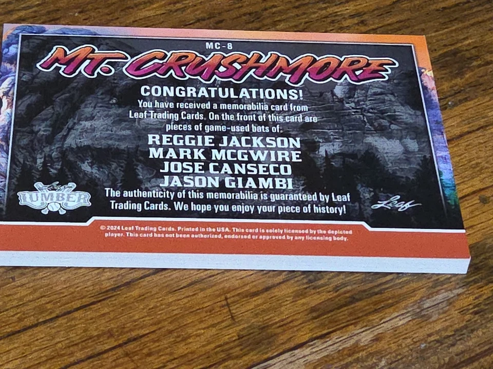Hoja madera 2024 Mt Crushmore McGwire Jackson Canseco Giambi/4 Foto 4 de 4
