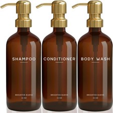 Luxury Shampoo and Conditioner Dispenser Set by Brighter Barns - Empty Shampo...