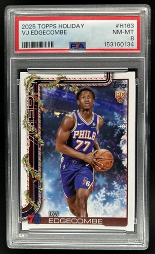 2025-26 Topps Holiday VJ Edgecombe Rookie RC #H163 76ers PSA 8 (34)